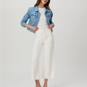 Paige Anessa Wide-Leg Crop Jeans in Tonal Ecru
